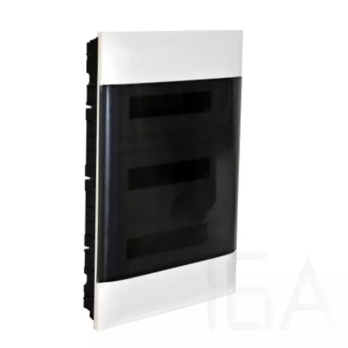 Legrand PractiboxS gipszkartonba süllyeszthető lakáselosztó (850°C), átlátszó füstszínű ajtóval, védőföld és nulla elosztókapoccsal, 3 sor 18 modul, 137178