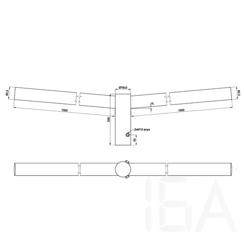 Lámpakar 2ágú 100 cm kinyúlású, horganyzott, 100°, SBS-HK-60/1/2/3