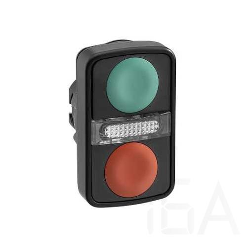 Schneider Kettősfejű nyomógomb, műanyag, zöld, piros jelöletlen, ZB5AW7A3740