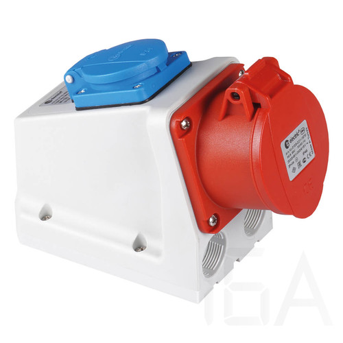 TP Electric Kombinált fali ipari csatlakozóaljzat Előlapon 1x 5 pólusú 16A-es aljzat Előlapon felül 1x (2P + F) 16A-es aljzat háztartási aljzat, 3105-600-1600