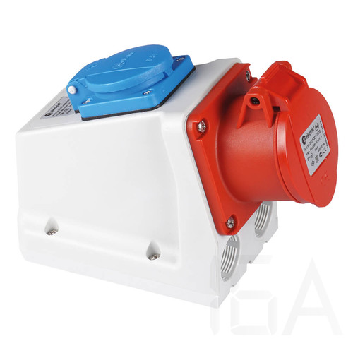 TP Electric Kombinált fali ipari csatlakozóaljzat 1x 4 pólusú 32A-es aljzat Előlapon felül 1x (2P + F) 16A-es aljzat háztartási aljzat, 3126-600-1600