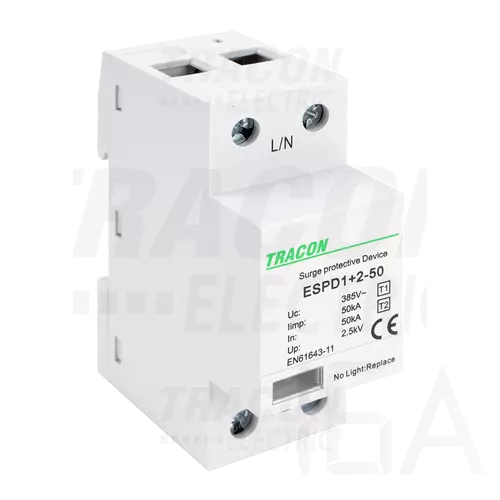 Tracon túlfeszültség levezető, T1+T2 AC típusú, egybeépített, ESPD1+2-50-1P
