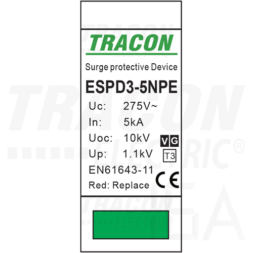 Tracon túlfeszültség levezető, T3 AC típusú, egybeépített, ESPD3-5-1+1P Tracon túlfeszültség levezető, T3 AC típusú, egybeépített, ESPD3-5-1+1P