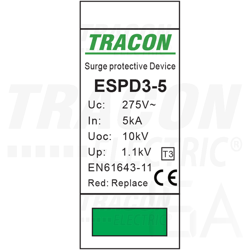 Tracon túlfeszültség levezető, T3 AC típusú, egybeépített, ESPD3-5-2P