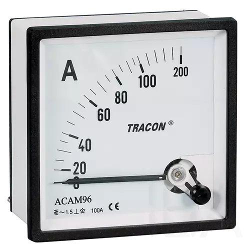 Tracon táblaműszer Váltakozó áramú árammérő közvetett méréshez, cserélhető skálalappal 72×72mm, 5A AC, ACAM72-5