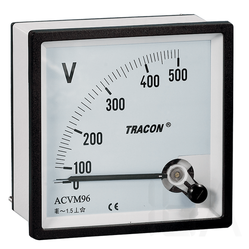 Tracon táblaműszer Váltakozó áramú feszültségmérő 72×72mm, 0-450V AC, ACVM72-450