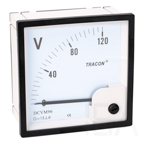 Tracon táblaműszer Egyenáramú feszültségmérő 96×96mm, 0-120V DC, DCVM96-120