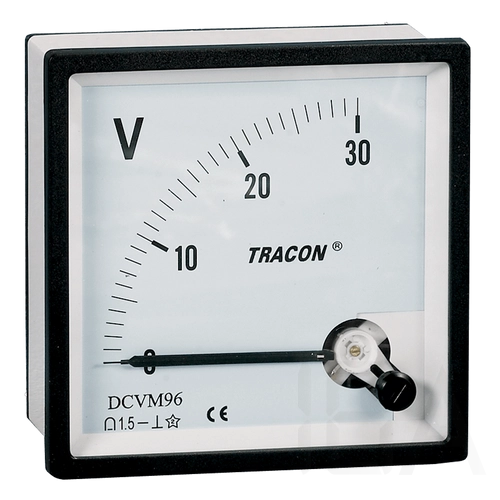 Tracon táblaműszer Egyenáramú alapműszer közvetett méréshez, cserélhető skálalappal 48×48mm, DC, DCVM-48B