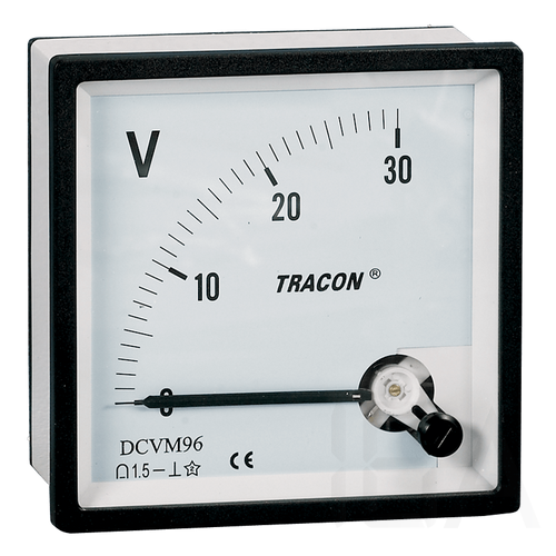 Tracon táblaműszer Egyenáramú feszültségmérő 72×72mm, 0-250V DC, DCVM72-250