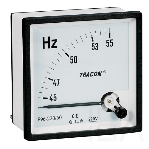 Tracon táblaműszer Frekvenciamérő 48×48mm, 230V / 45-65Hz, F48-220/50