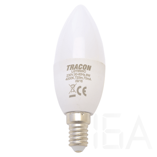 Tracon Gyertya burájú LED fényforrás, tejüveg, LGY8NW