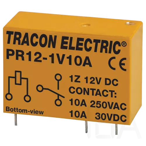 Tracon Print relé 1xCO érintkező 10A 12V DC, PR12-1V10A