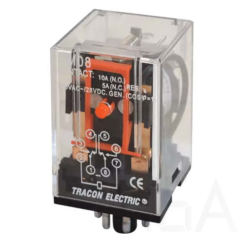 Tracon Ipari teljesítmény relé 2 váltóérintkező 3A-es 110V-os AC, RM08-110AC