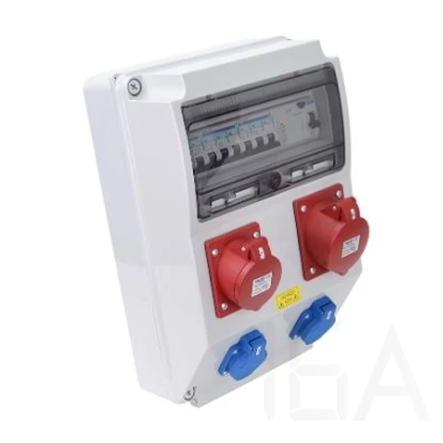 Tracon ipari doboz szerelt, vezetékezett, kismegszakítóval és Fí-relével 1x(5P16A)+1x(5P32A) dugalj, IP44 TDB12-12MV