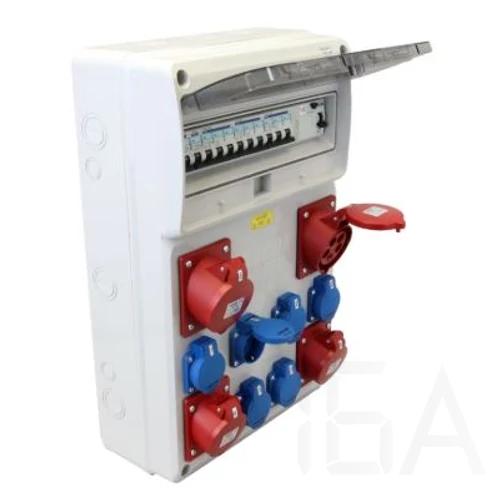 Tracon ipari doboz szerelt, vezetékezett, kismegszakítóval és Fí-relével 6X(2P+F)+2x(5P16A)+2x(5P32A) dugalj, IP44, TDB13-16MV