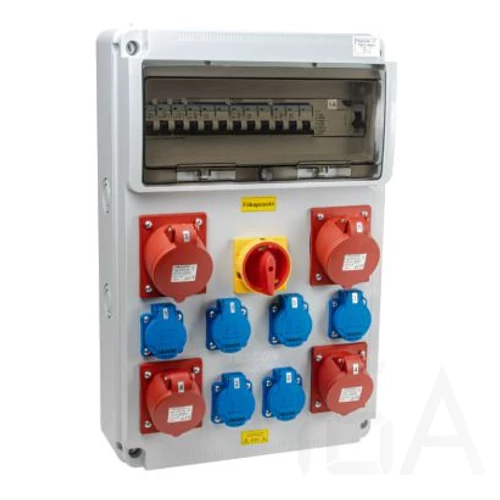 Tracon ipari doboz szerelt, vezetékezett,kismegszakítóval és Fí-relével, főkapcsolóval 6X(2P+F)+2x(5P16A)+2x(5P32A) dugalj, IP44, TDB13-16MVK