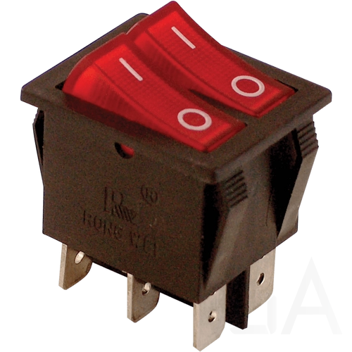 Tracon Billenőkapcsoló, BE-KI, 2-áramkör, piros, 0-I felirattal 16(6)A, 250V AC, TES-43