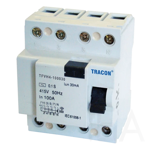 Tracon Áram-védőkapcsoló (FI relé) TFVH 4P 80A/300mA, AC típus, TFVH4-80300