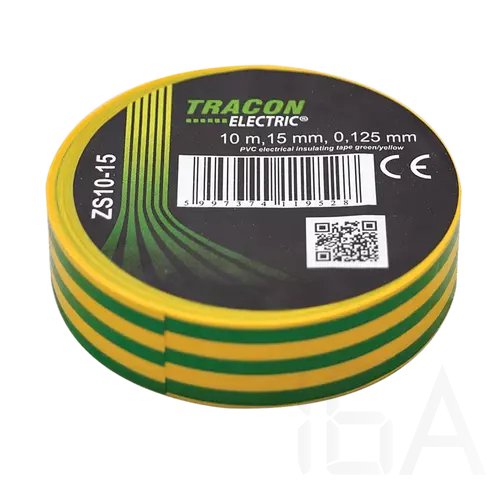 Tracon  ZS10-15 Szigetelőszalag, zöld/sárga