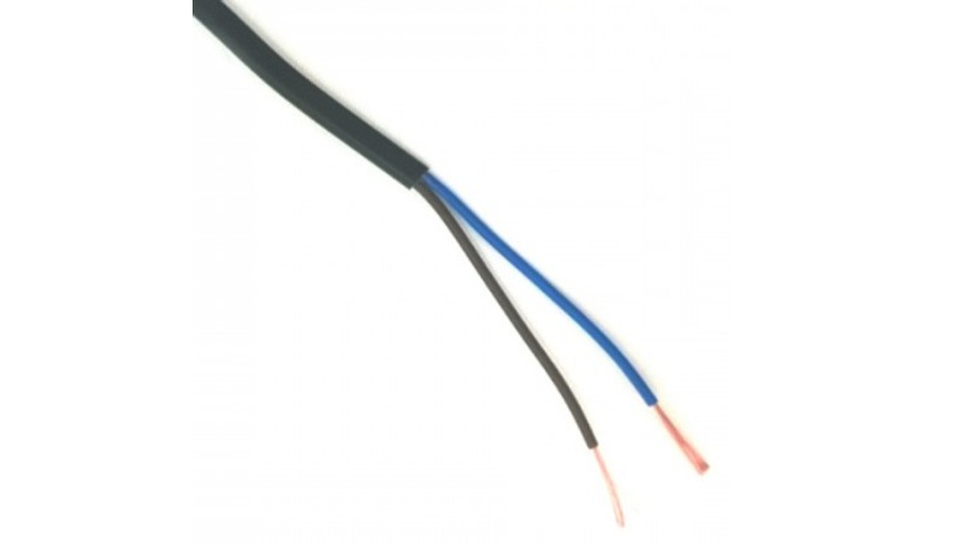 MTL kábel 2x0.75mm2, több eres, réz, lapos vezeték, H03VVH2-F, 300/300V, fekete, 100m-es kiszerelés
