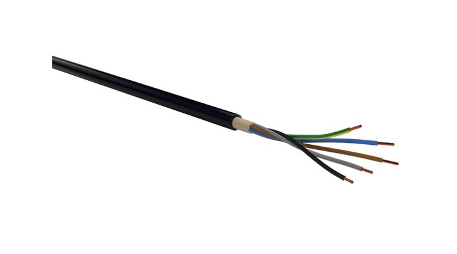 Erőátviteli / földkábel (NYY-J / E-YY-J) 5x1,5 mm2 fekete tömör réz PVC szigetelésű 0,6/1KV-OS kábel